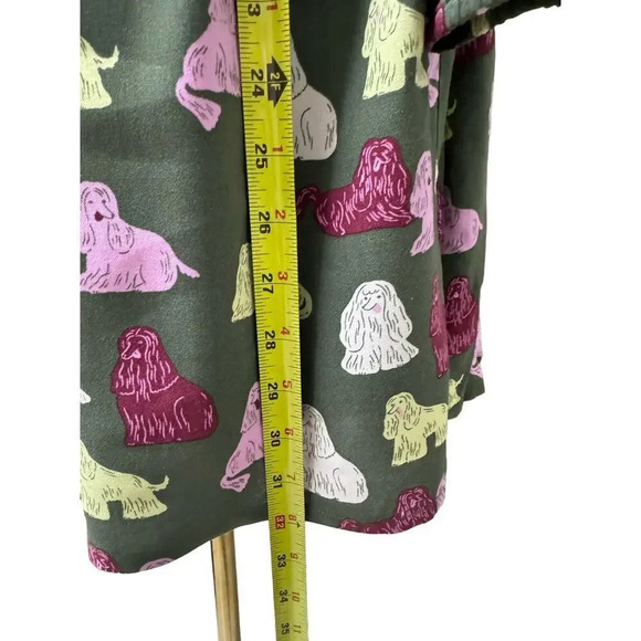 NWT Compania Fantastica Sheep Dog Print Green Smock Dress Size Small - Picture 10 of 11
